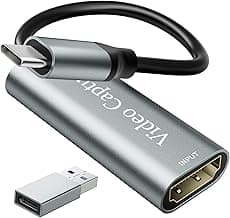 Video Capture Card, USB3.0 HDMI to USB C Capture Card, 4K 1080P 60FPS, Video Recording Card for Gaming Live Streaming, for Windows/Mac OS System with USB C Adapter to Adjust PS4, Switch, Xbox