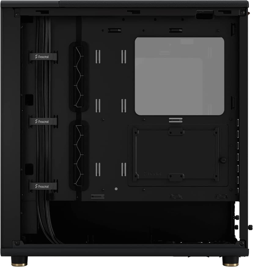 Fractal Design North Charcoal Black Tempered Glass Dark - Genuine Walnut Wood Front - Glass Side Panel - Two 140mm Aspect PWM Fans Included - Type C USB - ATX Airflow Mid Tower PC Gaming Case