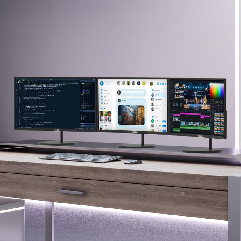 Kado Triple Monitor Setup - 3-Pack 27" Curved 1920x1080 Computer Monitor 1500R 75Hz VESA Mount HDMI Office Gaming Hybrid Built-in Speakers (C27X Trio Series)