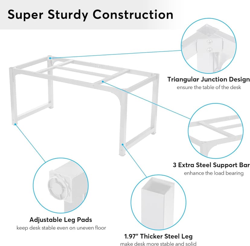 Tribesigns Modern Computer Desk, 63 x 31.5 inch Large Executive Office Desk Computer Table Study Writing Desk Workstation for Home Office, Spliced Desktop, White