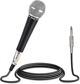 Pyle Handheld Microphone PDMIC58 - Dynamic Moving Coil Cardioid Unidirectional Includes 15ft XLR Audio Cable to 1/4'' Audio Connection