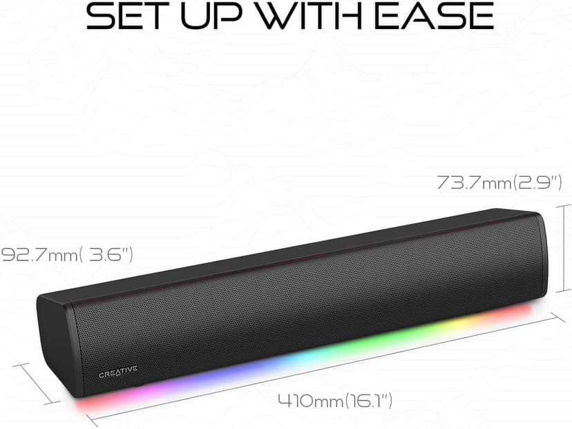 Sound Blaster GS3 Compact RGB Gaming Soundbar with SuperWide Technology, Powered via USB, Bluetooth 5.4, Headphone-Out Port, for PC and Mac