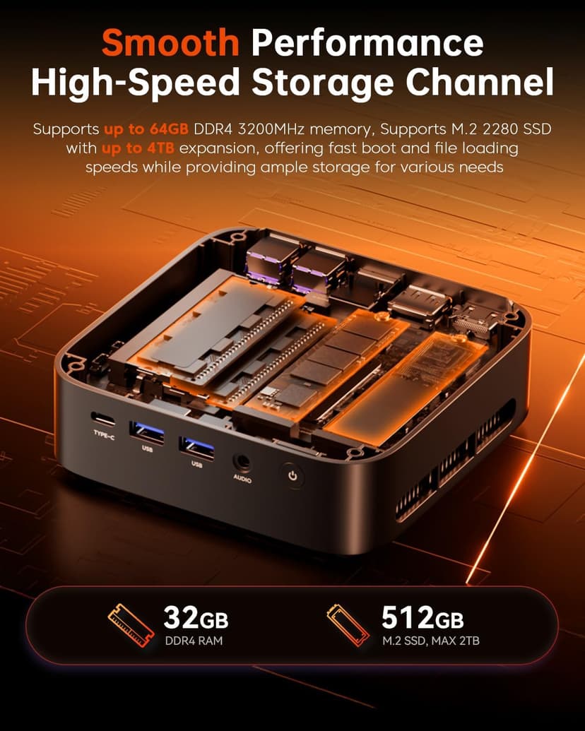 ACEMAGICIAN K1 Mini PC AMD Ryzen 7 5700U Mini PC 32GB DDR4 512GB SSD Mini Computers (8C/16T, up to 4.3Ghz),4K Triple Display Mini Desktop WiFi6/Bluetooth, Compact Silent PC for Gaming, Office, Design