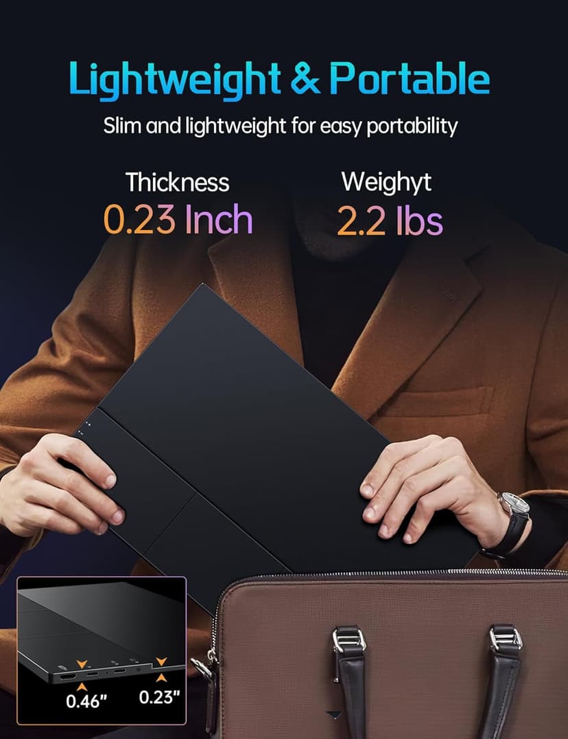 17.3" Portable 4K Monitor, 500 Nits, 3840 * 2160p, 100% Adobe RGB, Travel Monitor with Built-in Kickstand & Speakers, External for Laptop PC, Xbox, Switch, PS4/5