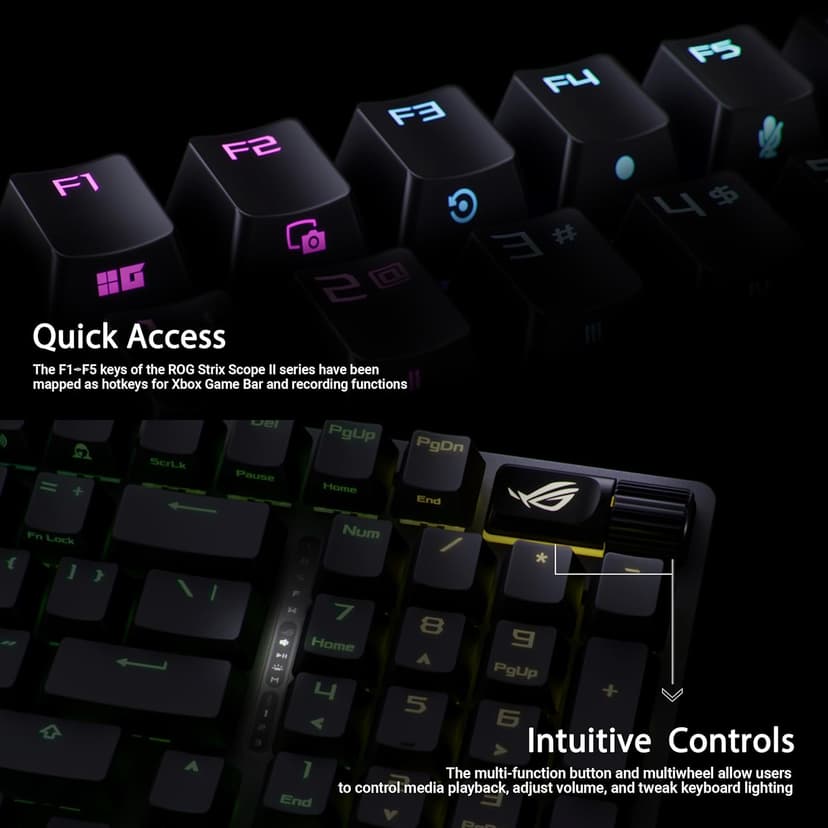 ASUS ROG Strix Scope II 96 Wireless Gaming Keyboard, Tri-Mode Connection, Dampening Foam & Switch-Dampening Pads, Hot-Swappable Pre-lubed ROG NX Snow Switches, PBT Keycaps, RGB-Black