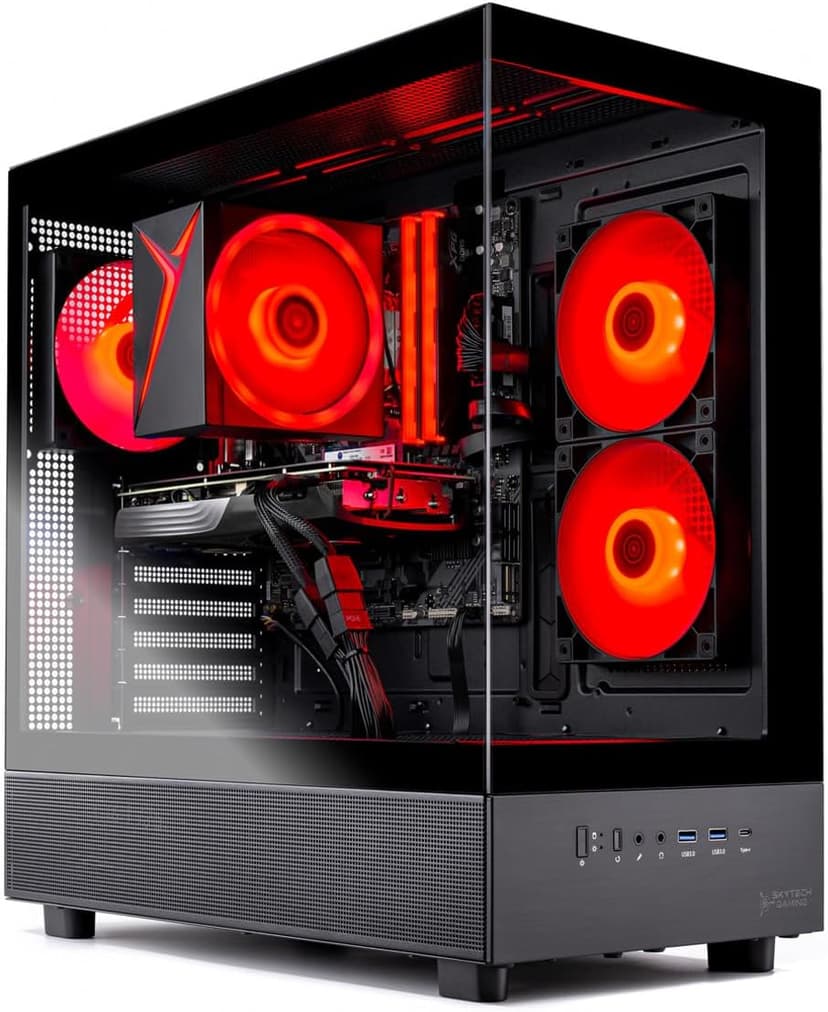 Skytech Azure Gaming PC Desktop, Intel i5 14400F 2.5 GHz (4.7GHz Turbo), NVIDIA RTX 5060 8GB, 1TB NVMe SSD, 32GB DDR5 RAM 5200 RGB, 650W Gold PSU, Wi-Fi, Win 11