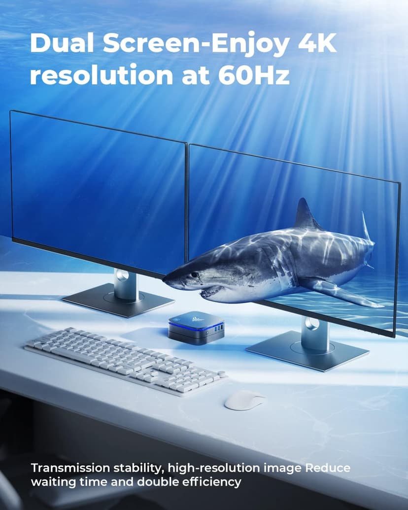 KAMRUI AK1PLUS Mini PC Computer, 12th Alder Lake- N95 up to 3.4 GH, 16GB RAM 512GB M.2 SSD, Mini Desktop Computer, Support 2.5" SSD (up to 2TB), WiFi, BT, 4K, HTPC for Business, Home, Office