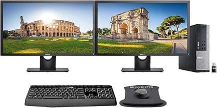 Dell Optiplex 9020 Desktop Bundle with Intel Core i5-4570, 16GB DDR3, 500GB SSD, Keyboard and Mouse, 2 24in Monitors, WiFi, Windows 10 Pro (Renewed)