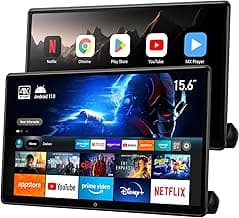 15.6 inch 4K Android Car TV Headrest Monitor for Cars Back seat Rear Entertainment System, Support Wireless Phone Link Touch Screen,with WiFi/Bluetooth/HDMI/USB/Video Player 4G+64G (2*PCs)