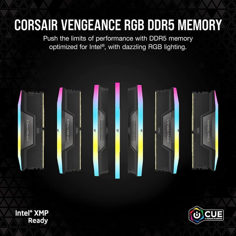 CORSAIR VENGEANCE RGB DDR5 RAM 32GB (2x16GB) 6000MHz CL36-44-44-96 1.35V Intel XMP 3.0 Computer Memory – Black (CMH32GX5M2E6000C36)