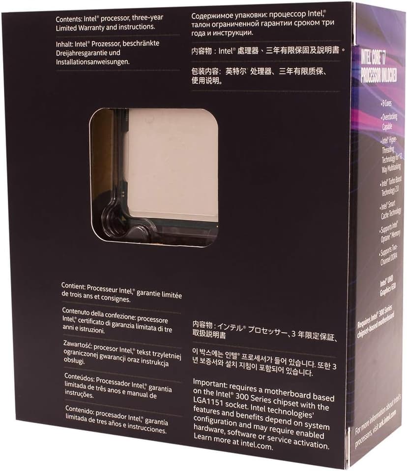 Intel Core i7-8700K Desktop Processor 6 Cores up to 4.7GHz Turbo Unlocked LGA1151 300 Series 95W