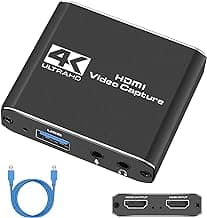Capture Card, Audio Video Capture Card with Microphone 4K HDMI Loop-Out, 1080p 60fps Video Recorder for Gaming/Live Streaming/Video Conference, Works for Nintendo Switch/PS4/OBS/Camera/PC