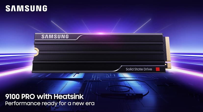 Samsung SSD 9100 PRO with Heatsink 2TB, PCIe 5.0x4 M.2 2280, Seq. Read Speeds Up to 14,800/13,400 MB/s, Best for AI Computing, Gaming, and Heavy Duty Workstations (MZ-VAP2T0CW)