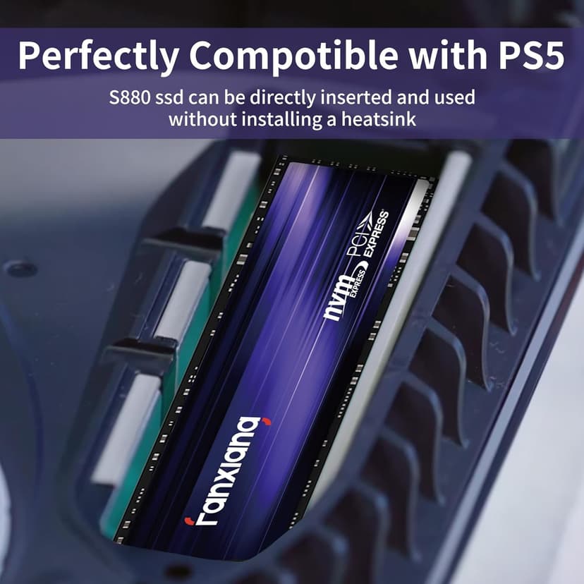 S880 NVMe SSD 1TB, PCIe 4.0 M.2 2280 Gaming SSD, Seq. Read Speeds UP to 7300MB/s, Internal Solid State Drive for PS5 Enthusiasts, High End Computing, Gaming