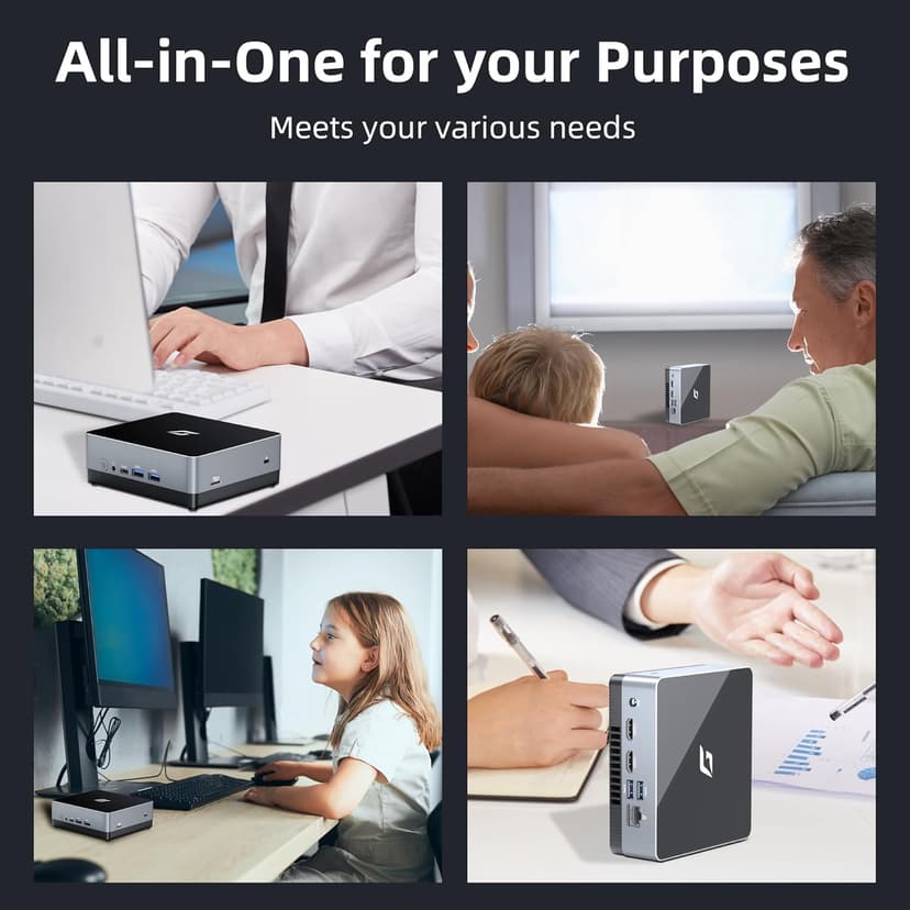 Nano J1 Linux Mini PC, Intel N5095A Quad-Core, Small Desktop Computers with 16GB RAM, 1TB PCIe SSD, 4K Dual Display, WiFi, Type-C, RJ45, VESA, Ubuntu OS for Business/Home/Office