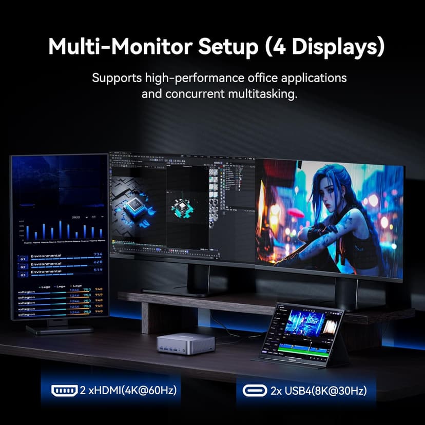 GEEKOM GT1 Mega AI Mini PC,14th Gen Intel Ultra U5-125H (14C/18T,Up to 4.5 GHz) 32GB DDR5 1TB SSD, Mini Desktop Computers Windows 11 Pro Support Dual 2.5G LAN/WiFi 7/BT 5.4 /USB4.0/8K/3-Year Warranty