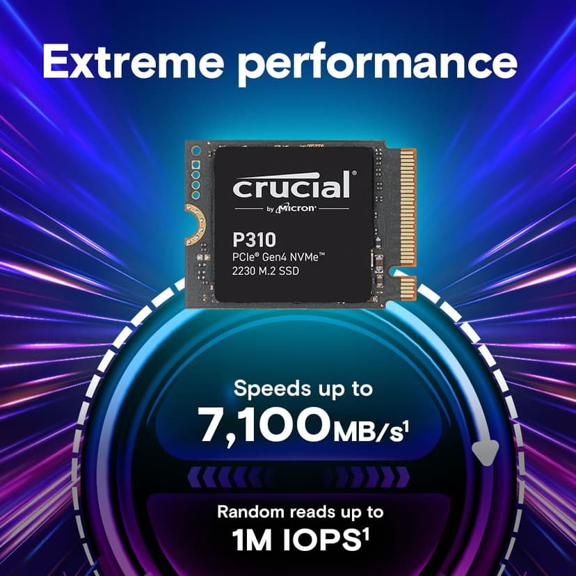 Crucial P310 2TB PCIe Gen4 2230 NVMe M.2 SSD - Up to 7,100 MB/s - Uplevel Your Console - Internal Solid State Drive (PC) - CT2000P310SSD2​​
