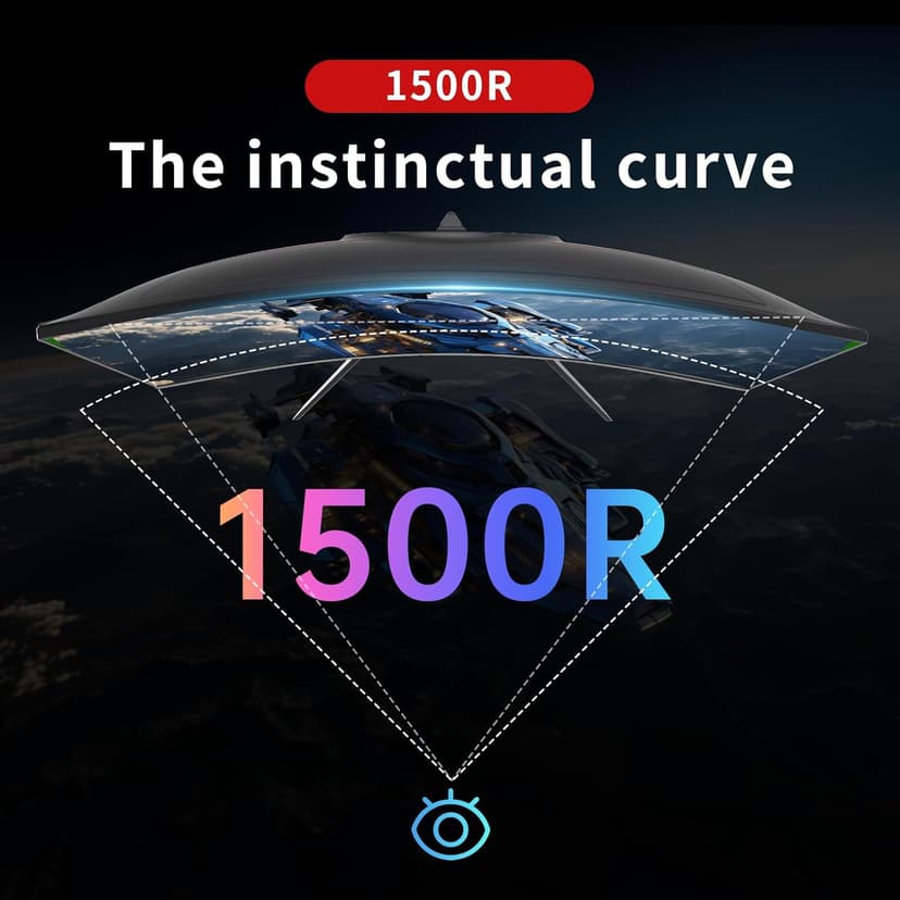 24 inch 1500R Curved Gaming Monitor 165Hz 1ms FHD 1080p VA Tilt Adaptive Sync HDR 110% sRGB DP/HDMI,VESA for Gaming Home Office Business PS5 PC Monitors