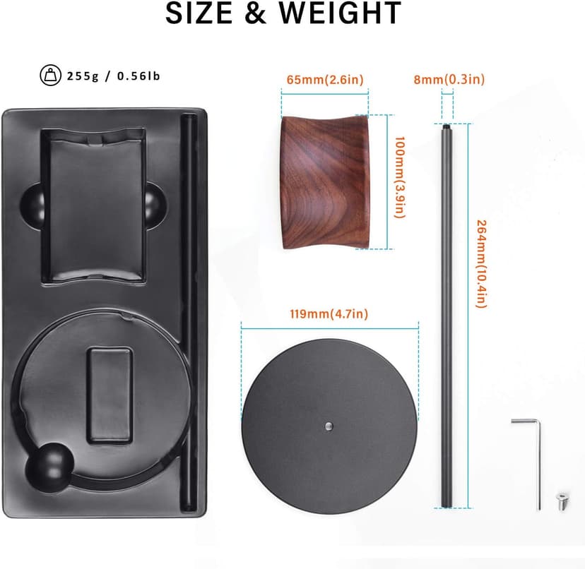 Headphone Stand, Walnut Wood & Aluminum Headset Stand, Nature Walnut Gaming Headset Holder with Solid Heavy Base for All Headphone Sizes (Black)