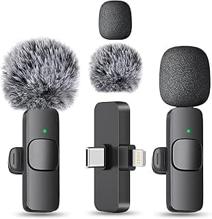 MAYBESTA 2 in 1 Wireless Mini Microphone for iPhone, iPad, Android Phone - Bluetooth Lavalier Lapel Mic for Video Recording - Clip on USB C Microphones for YouTube Tiktok Podcast Vlogging