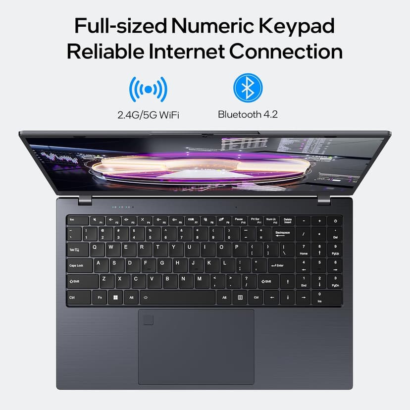 15.6-inch Windows 11 Laptop, 16GB RAM, 512GB SSD, FHD IPS Display Laptop Computer, Intel N5095 Quad Core, 2.4/5G WiFi, BT4.2 Backlit and Fingerprint, Lightweight and Portable
