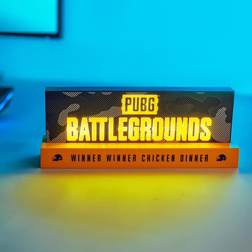 PUBG: Battlegrounds Logo Light, Official License, LED Light for Living Room or Office, Compatible Mobile, Xbox, PS5 and PC, Gift Idea