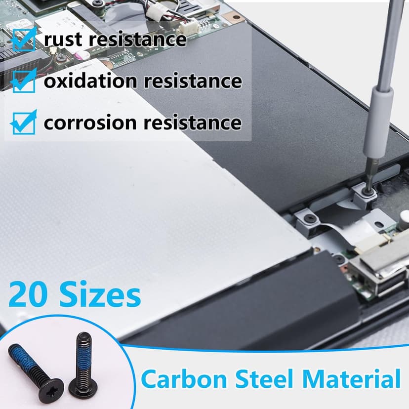 500PCS Laptop Screws Notebook Computer Screws Kit 20 Sizes Blue Nylok Screws M2 M2.5 M3 Laptop Replacement Computer Screws for Motherboard SSD PC Fan Hard Drive