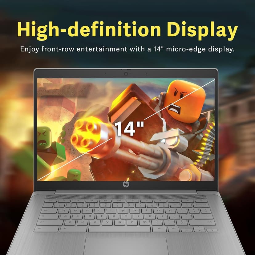 HP Chromebook 14" HD Flagship Laptop for Student Business, Quad-Core Celeron N4120 Processor, 4GB RAM, 192GB Storage (64GB eMMC + 128GB Card), Webcam, WiFi, Long Battery, Chrome OS+HubxcelAccessory