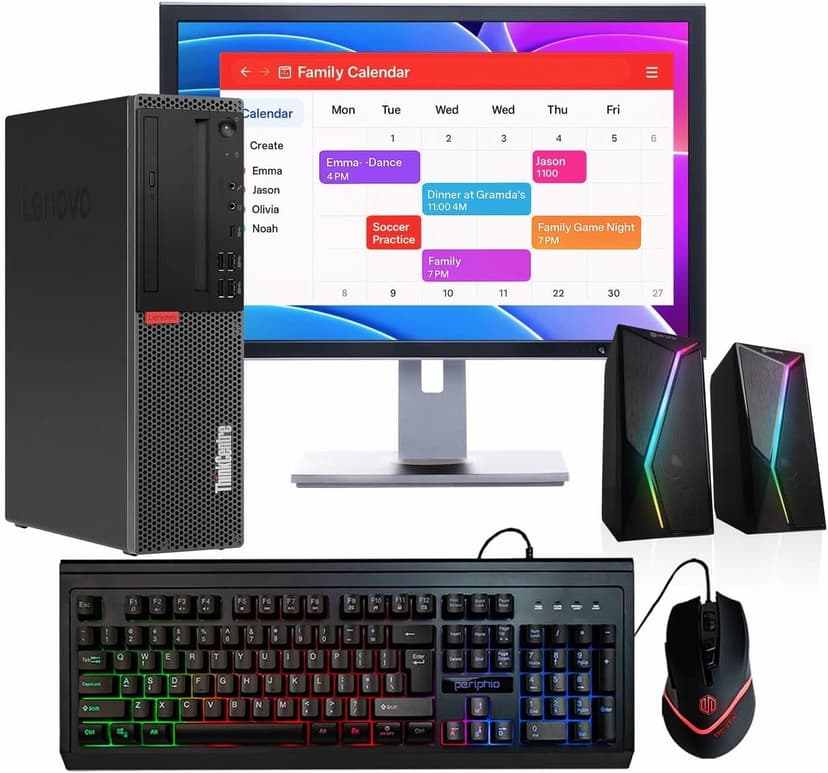 Lenovo M920S Windows 11 Desktop Computer | 16GB RAM + 500GB SSD | Intel i5-8500 | 16GB RAM + 500GB SSD | WiFi 6 AX200 + BT | 22" LCD | RGB Keyboard/Mouse + Speakers | Home or Office PC (Renewed)