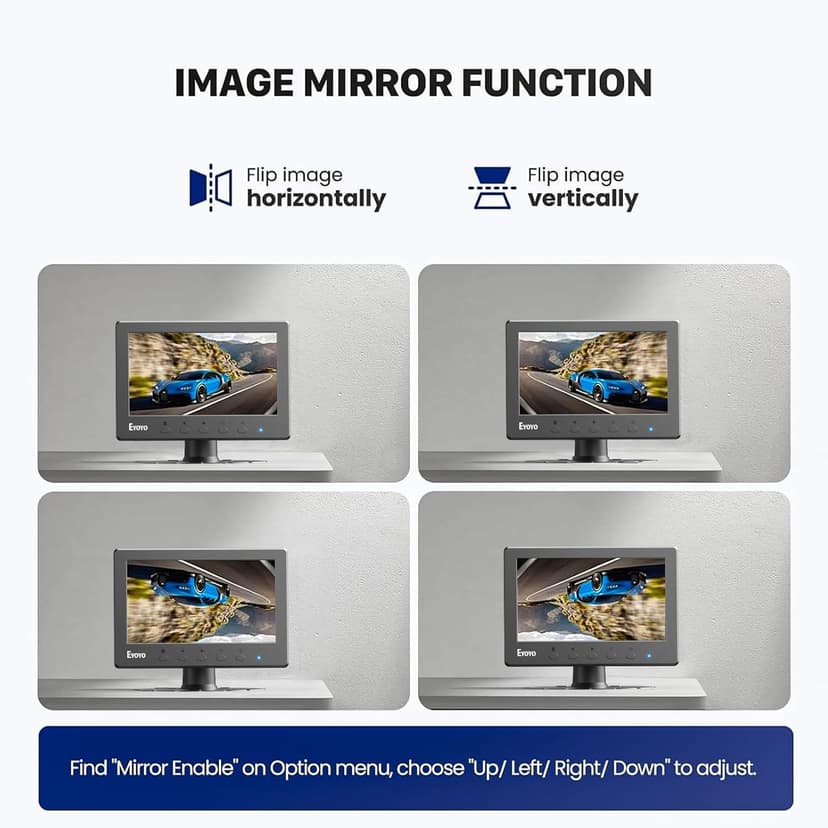 Eyoyo Mini Monitor 7 Inch Small HDMI Monitor 1024x600 LCD Screen Display HMDI AV VGA BNC USB Input for PC CCTV Security Camera Computer Laptop RasPi