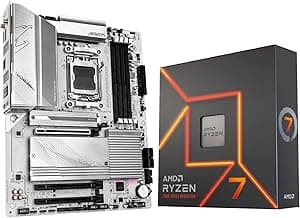 Micro Center AMD Ryzen 7 7700X CPU Processor with GIGABYTE B650 AORUS Elite AX ICE Motherboard (AM5, ATX, DDR5, Triple M.2, USB 3.2 Gen2X2 Type-C, WiFi 6E)