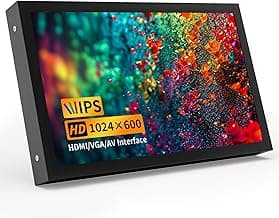 7 Inch Small Monitor, 1024×600 HD IPS Mini Monitor with Built-in Speakers/HDMI/VGA/AV Input for Raspberry Pi, PC, TV, DVD, CCTV