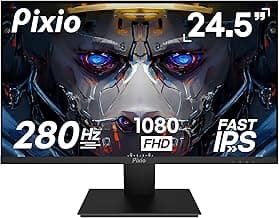 Pixio PX259 Prime 24.5 inch (24 inch / 25 inch Equivalent) 280Hz (144Hz Supported) Refresh Rate FHD 1080p Resolution Fast Nano IPS Panel 1ms GTG Response Time Gaming Monitor with AMD FreeSync Premium