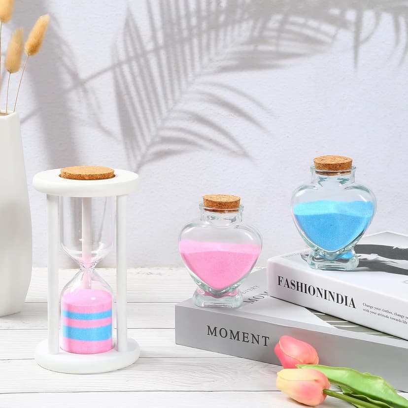 Unity Sand for Wedding Ceremony Set - 3 Pcs Wedding Sand Ceremony Sets Includes 1 Unity Hour Glass and 2 Heart-Shape Glass Sand Ceremony Vase, Wedding Unity Ideas for Ceremony (Sand not Included）
