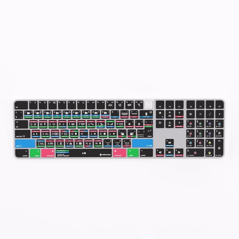 Keyboard Cover for Davinci Resolve - Compatible with Apple Magic Numeric Keyboard with and WithoutTouchID - Editors Keys
