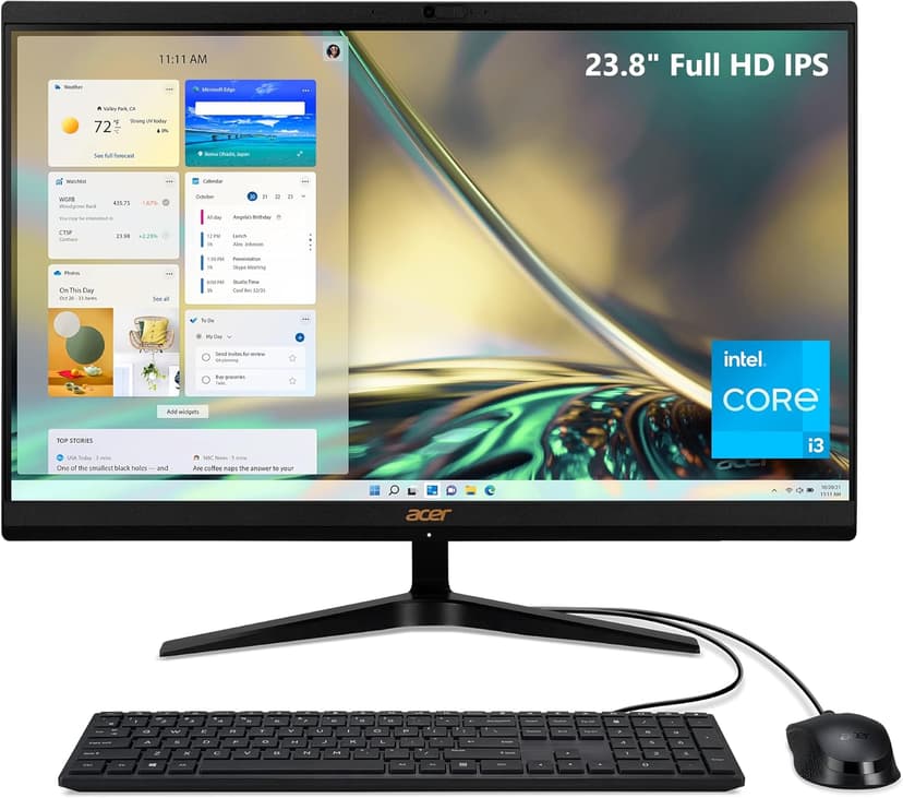 Acer Aspire C24-1700-UR11 AIO Desktop | 23.8" Full HD IPS Display | 12th Gen Intel Core i3-1215U | Intel UHD Graphics | 8GB DDR4 | 256GB NVMe M.2 SSD | Intel Wireless Wi-Fi 6 | Windows 11 Home
