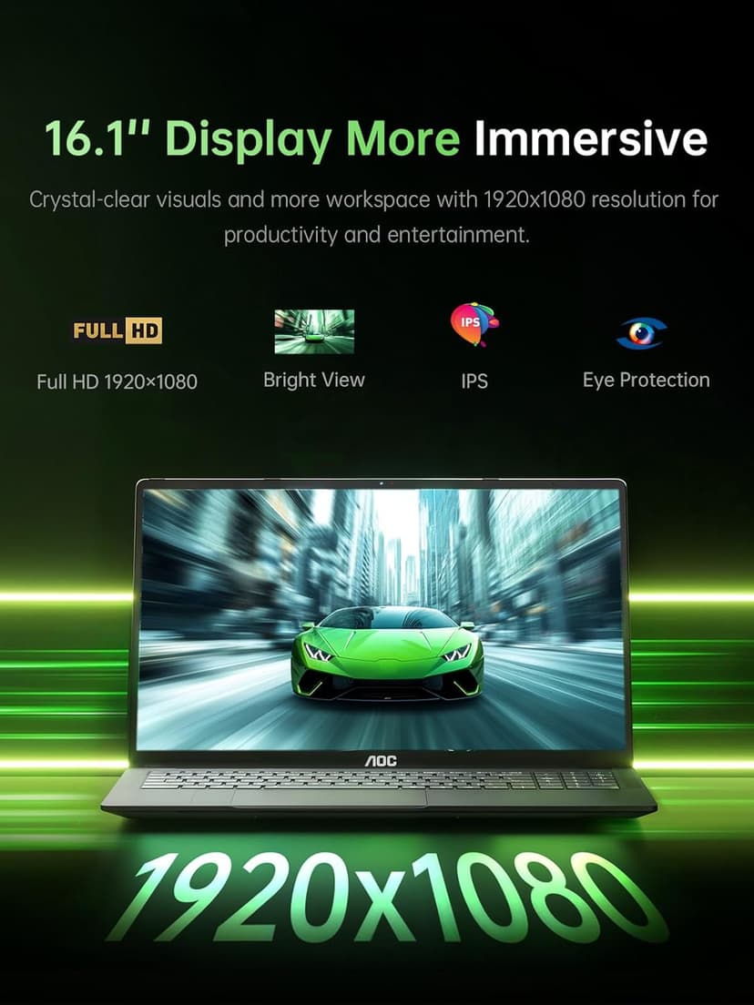 2025 Laptop with AMD Ryzen 7 5700U Processor(8C/16T, Up to 4.3GHz), 16.1“ FHD Display Laptop Computer with Backlit Keyboard, 16GB RAM 512GB NVMe SSD, WiFi 6, HDMI, USB3.2, Type-C, 53Wh Battery