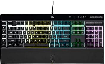 Corsair K55 RGB PRO Membrane Wired Gaming Keyboard – IP42 Dust and Spill-Resistant – 6 Macro Keys with Elgato Integration – iCUE Compatible – QWERTY NA – PC, Mac, Xbox – Black
