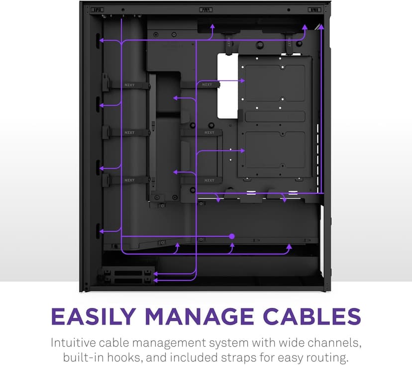 NZXT H7 Flow 2024 - Mid-Tower ATX Airflow Case - Includes Pre-Installed 3 x 120mm Fans - Supports Bottom Fans for Dedicated GPU Cooling - Cable Management - Black