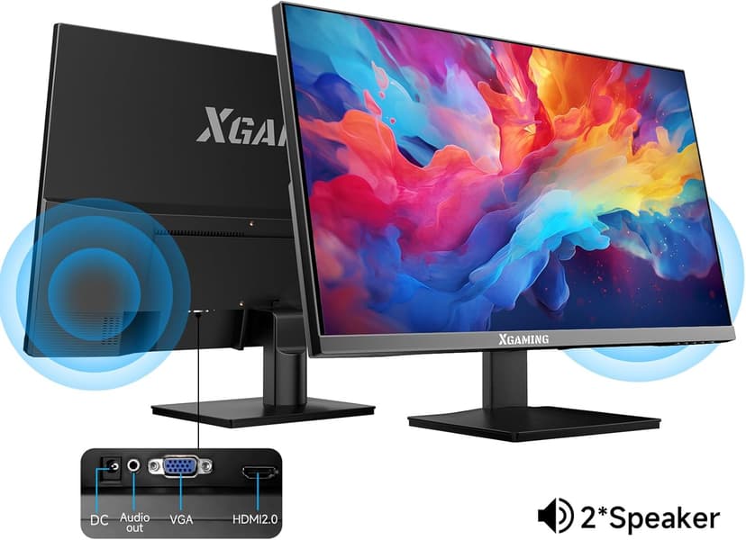 24 Inch Monitor, FHD 100Hz 1080P, IPS 16:9 Frameless Computer Monitor, 99% sRGB, Low Blue Light Eye Care, FreeSync, PC Screen Built-in Speakers, HDMI VGA Display, VESA, Tilt Adjustable, Black