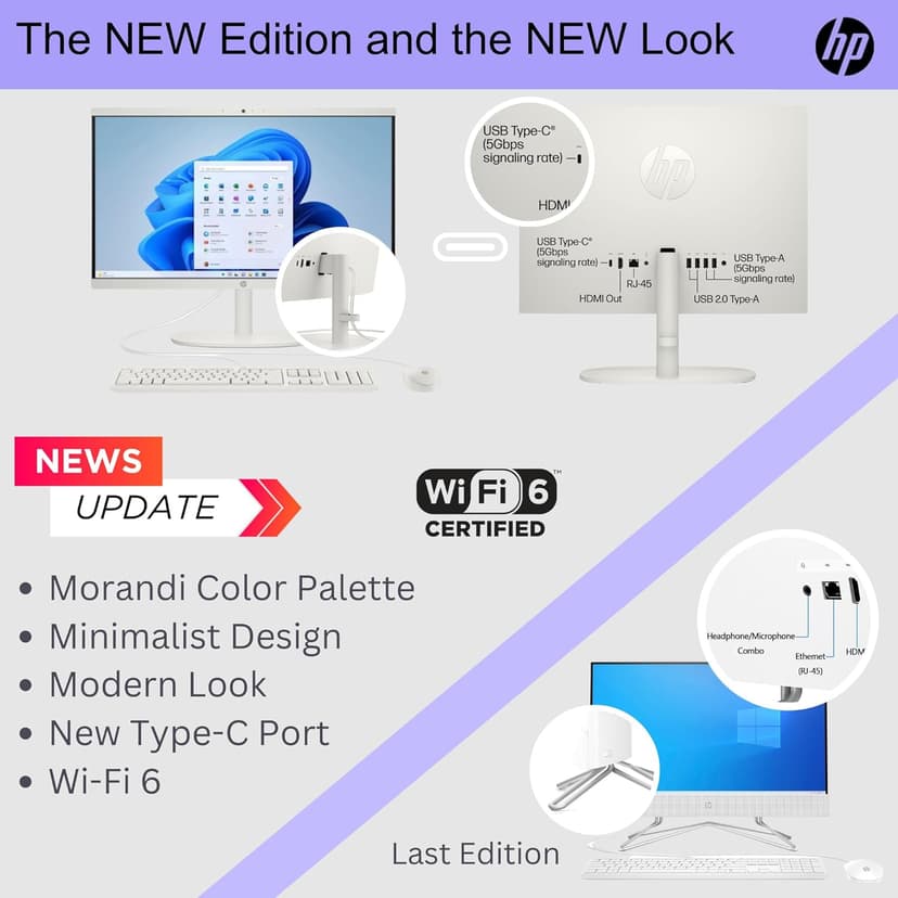 HP 22" All-in-One Desktop PC • Full HD Display • 16GB RAM • 1TB Storage (512GB SSD and 512GB External) • Intel Ultra-efficient Processor • Type-C • Mouse and Keyboard Included • Windows 11 Pro