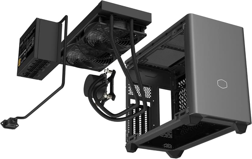 Cooler Master NR200P MAX V2 Mini-ITX PC Case, Top-Mount 280mm AIO, 357mm Vertical GPU Mount, V850W SFX Gold PSU, 90° 12VHPWR, 600W PCIe 5.1, Compatible RTX 5090, RX 7090 XT, Tempered Glass, DIY