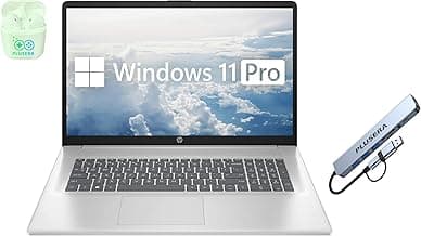 HP 17.3" FHD Business & Student Laptop Computer, 64GB RAM 2.5TB Storage (2TB SSD+512GB Docking Station Set), 6-Cores AMD Ryzen 5, Windows 11 Pro, PLUSERA Earphones, Silver