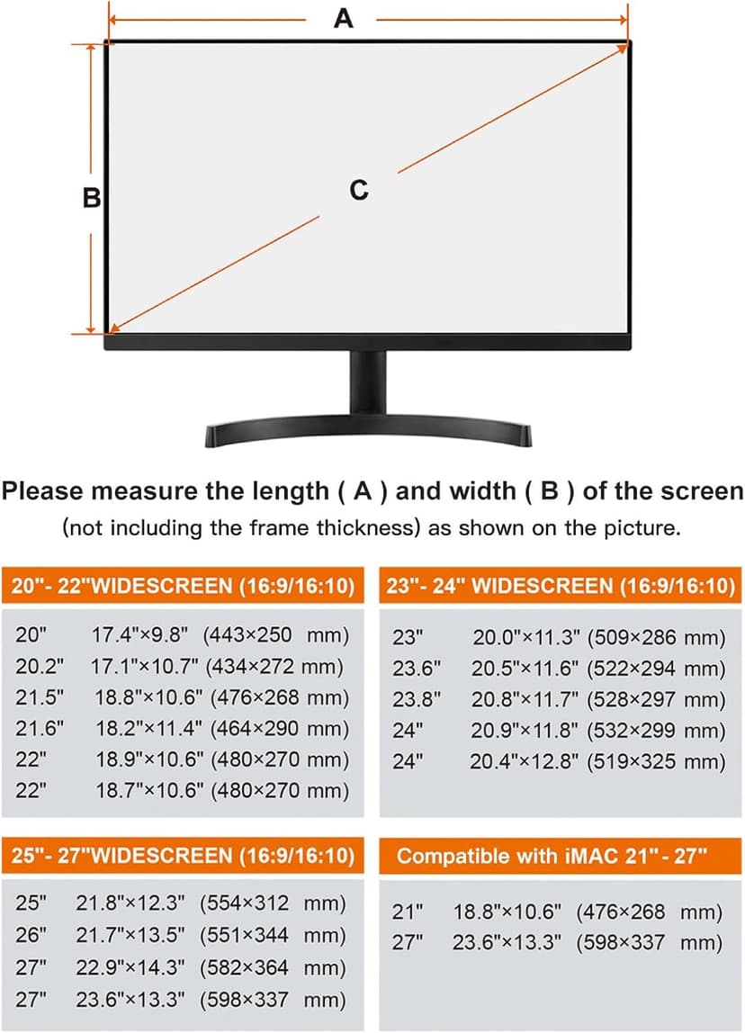 MOSISO 23-24 inch Computer Blue Light Blocking Screen Protector Anti-UV Eye Protection Filter Film Panel for Diagonal 23,23.6,23.8,24 inch 16:9 Widescreen Desktop PC LED Monitor(21.26x13.39 inch/LxW)