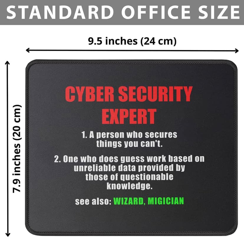 Cybersecurity Expert Definition Mouse Pad - System Administrator - Funny Gifts for Computer Programmer - IT Security - Mouse Mat 9.5 Inch