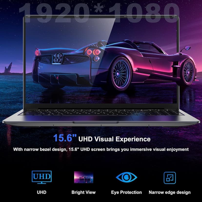 15.6" Laptop Computer - Quad-Core N95 Processor (Up to 3.4GHz) Laptop PC 16GB DDR4 512GB SSD, Students Business Laptop Support Touch ID,WiFi, BT4.2, HDMI, USB 3.0