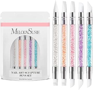 MelodySusie 5 Pcs Nail Art Sculpture Pen Acrylic Dual Tipped Brushes for Resin Nail Art Tools for Design Foil Carving Drawing Effect Shaping