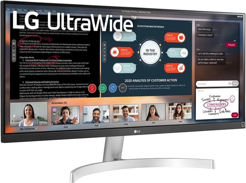 LG UltraWide WFHD 29-Inch FHD 1080p Computer Monitor 29WN600-W, IPS with HDR 10 Compatibility, Silver