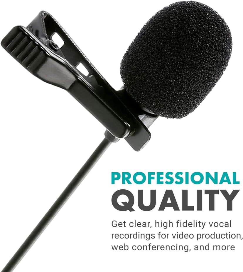 Movo M1 USB Lavalier Lapel Clip-on Omnidirectional Computer Microphone for Laptop, PC and Mac, Perfect Podcasting, Gaming, Streaming and Desktop Mic (20-Foot Cord)