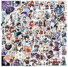 100Packs Genshin Impact Merch Stickers for Adults，Waterproof for Decals，Laptop Hydro Flask Water Bottle Car Cup Computer Guitar Skateboard Luggage Bike Bumper，Kids/Teens Genshin Impact Gift Card